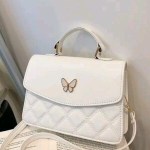 White PU Simple Embossed Flap Shoulder Crossbody Bag With Bowknot