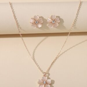 Flower Charm Necklace & Earrings